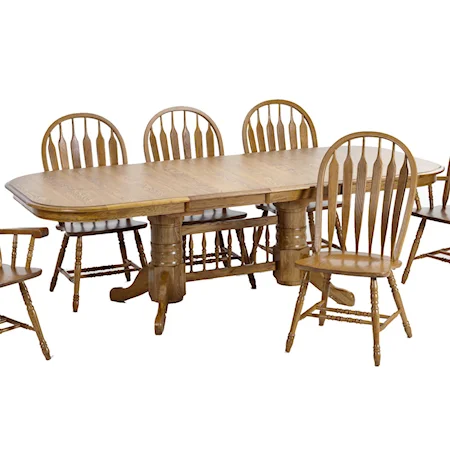 Trestle Dining Table with 2 18" Leaves